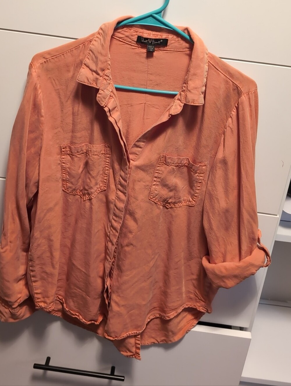 Velvet Heart Peach Button-Up Shirt Jacket